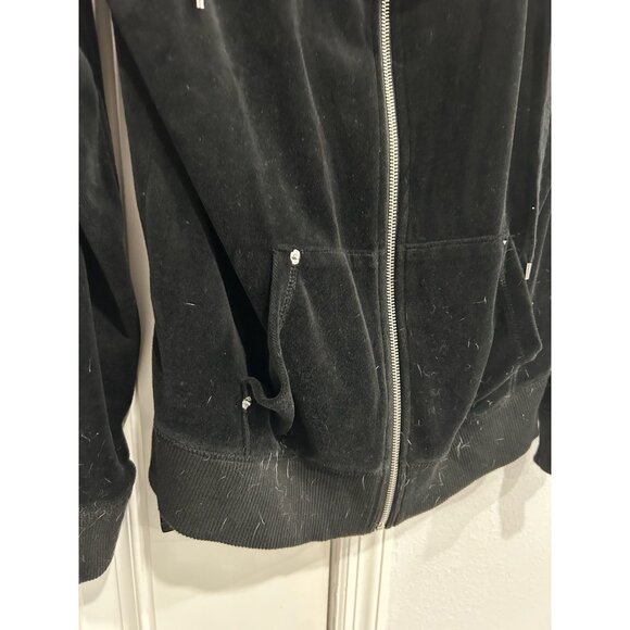 Michael Kors Zip Front Velour Jacket Black Sz Medium Long Sleeve Sportswear - Picture 6 of 11